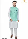 Outluk Vol 54 Festive Wear Linen Blend Digital Print Kurta Pajama With Jacket Mens Collection